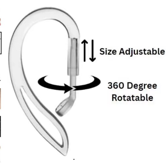 adjustable universal overear hook bluetooth earbud loss prevention adapters pair - Picture 3 of 3